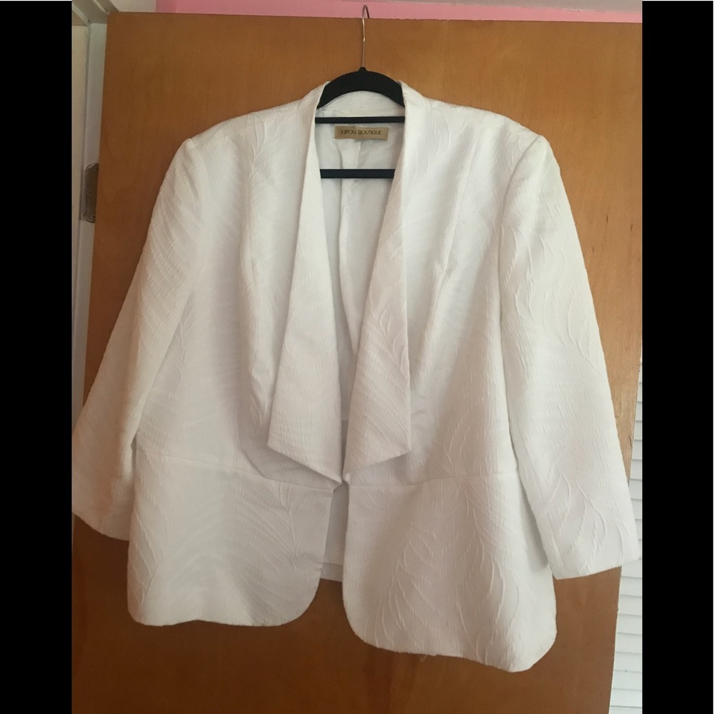 Nipon Boutique Plus Wide-Lapel Jacket, White, 20W